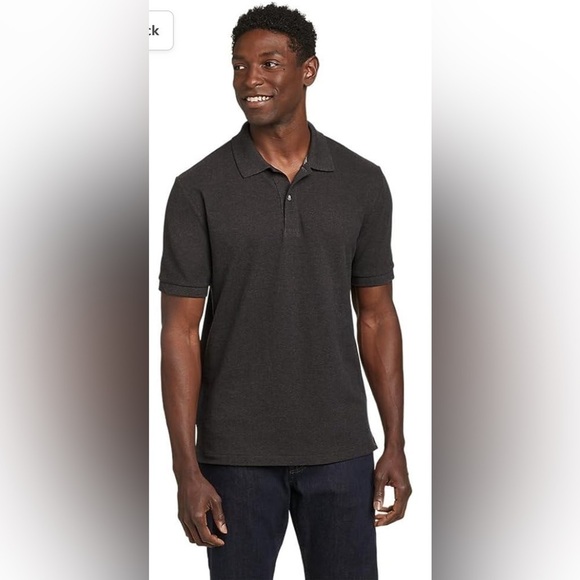 051. Eddie Bauer Men's Classic Field Pro Short-Sleeve Polo Shirt Charcoal - Picture 1 of 4